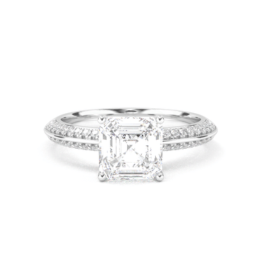 Double Row Pavé Engagement Ring - Asscher Cut - Beyon Diamond