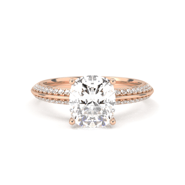 Double Row Pavé Engagement Ring - Cushion Cut - Beyon Diamond