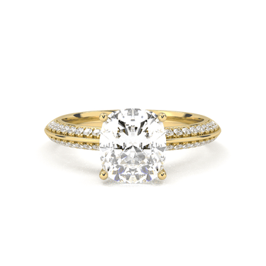 Double Row Pavé Engagement Ring - Cushion Cut - Beyon Diamond
