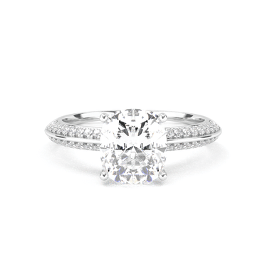 Double Row Pavé Engagement Ring - Cushion Cut - Beyon Diamond
