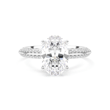 Double Row Pavé Engagement Ring - Oval Cut - Beyon Diamond