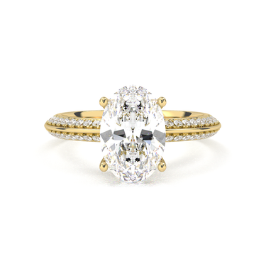Double Row Pavé Engagement Ring - Oval Cut - Beyon Diamond