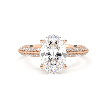 Double Row Pavé Engagement Ring - Oval Cut - Beyon Diamond