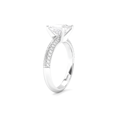 Double Row Pavé Engagement Ring - Princess Cut - Beyon Diamond