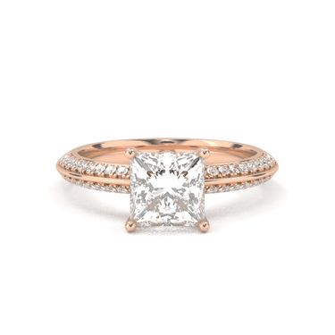 Double Row Pavé Engagement Ring - Princess Cut - Beyon Diamond