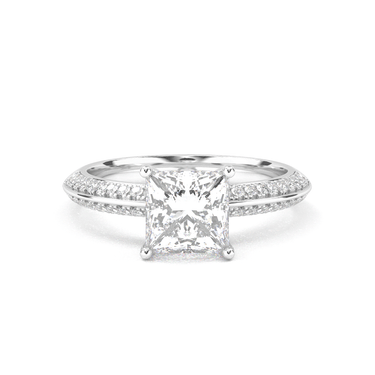 Double Row Pavé Engagement Ring - Princess Cut - Beyon Diamond
