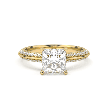 Double Row Pavé Engagement Ring - Princess Cut - Beyon Diamond