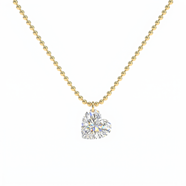 Drilled Heart Cut Diamond Beam Chain Necklace