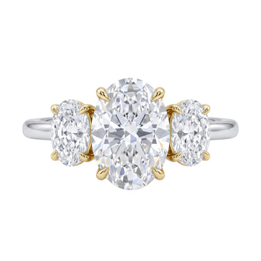 Oval Cut Diamond Three Stone Engagement Ring With Oval Side Stones