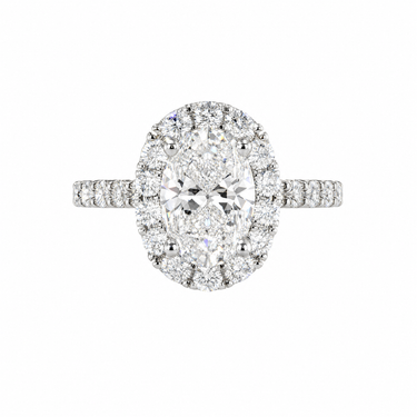 Vintage Halo Pavé Oval Cut Diamond Engagement Ring