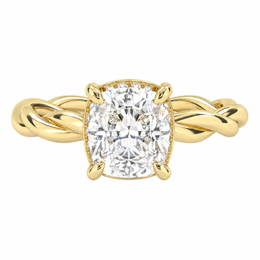 Solitaire Floral Twisted Engagement Ring Cushion Cut