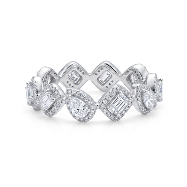 Alternating Pear and Emerald-Cut Diamond Eternity Ring