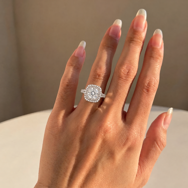 Cushion Cut Double Halo Diamond Engagement Ring