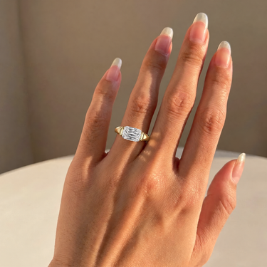 Ashoka Cut East West Half Bezel Diamond Engagement Ring