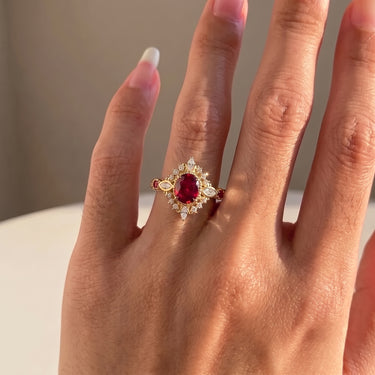 Crimson Bloom Lab Grown Ruby And Diamond Ring
