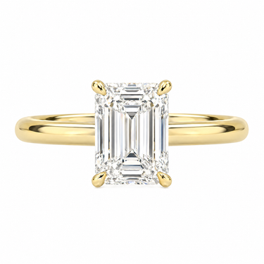 Hidden Halo Solitaire Emerald Cut Diamond Ring