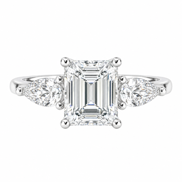 Florence Three Stone Emerald Cut Diamond Ring