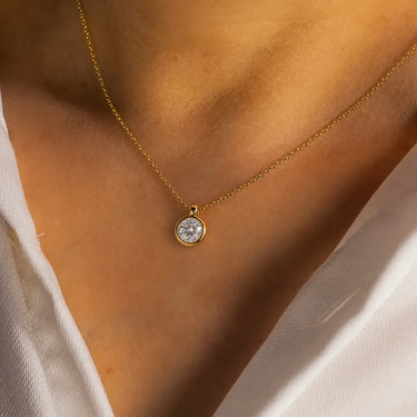 Bezel Round Solitaire Diamond Pendant Necklace