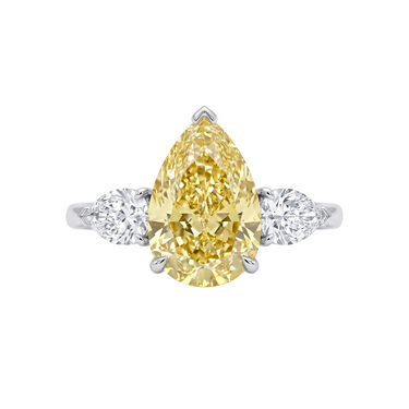 Yellow Pear Diamond Pear Cut Side Stone Ring