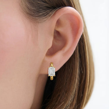 Emerald Cut Huggie Earrings - Beyon Diamond