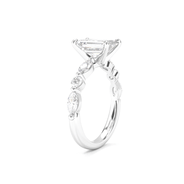 Emerald Cut with Marquise Side Stone Diamond Ring - Beyon Diamond