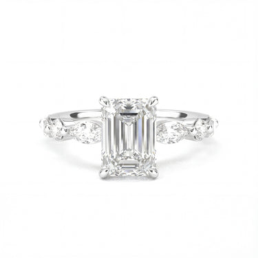 Emerald Cut with Marquise Side Stone Diamond Ring - Beyon Diamond