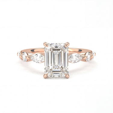 Emerald Cut with Marquise Side Stone Diamond Ring - Beyon Diamond