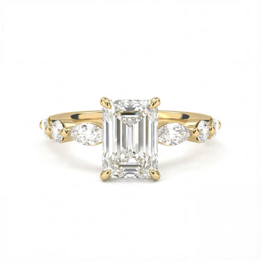 Emerald Cut with Marquise Side Stone Diamond Ring - Beyon Diamond