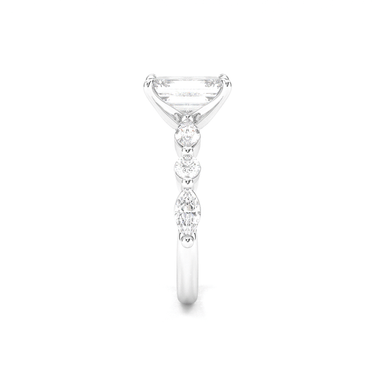 Emerald Cut with Marquise Side Stone Diamond Ring - Beyon Diamond