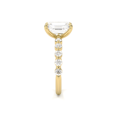 Emerald Cut With Round Side Stone Engagement Ring - Beyon Diamond