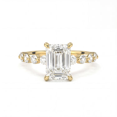 Emerald Cut With Round Side Stone Engagement Ring - Beyon Diamond
