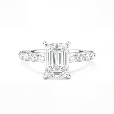 Emerald Cut With Round Side Stone Engagement Ring - Beyon Diamond
