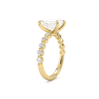 Emerald Cut With Round Side Stone Engagement Ring - Beyon Diamond