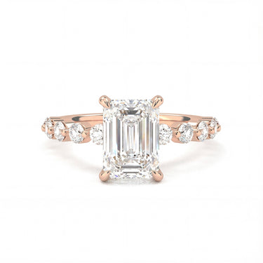 Emerald Cut With Round Side Stone Engagement Ring - Beyon Diamond