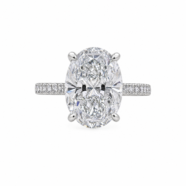 4 Prong Pavé Solitaire Oval Cut Diamond Ring