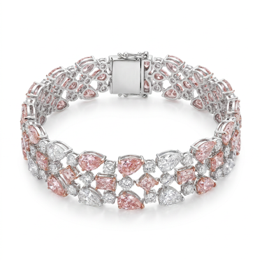 Blush Petal Pear Cut Pink Diamond Tennis Bracelet