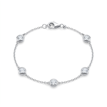 Bezel Setting Diamond Station Bracelet