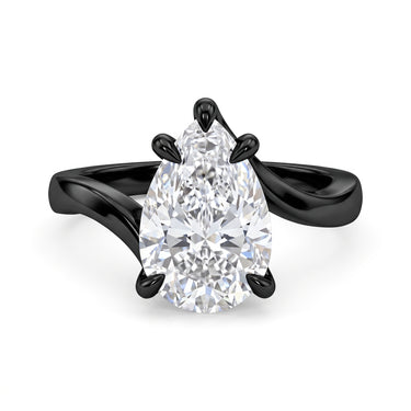 Pear Cut Diamond Thorn Engagement Ring In Black Gold