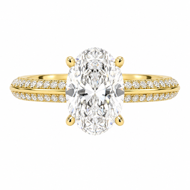 Double Row Pavé Engagement Ring Oval Cut