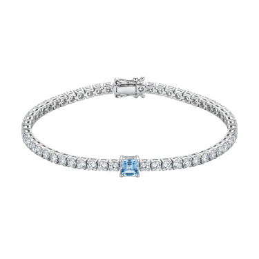 4CTW Aquamarine Accent Diamond Tennis Bracelet