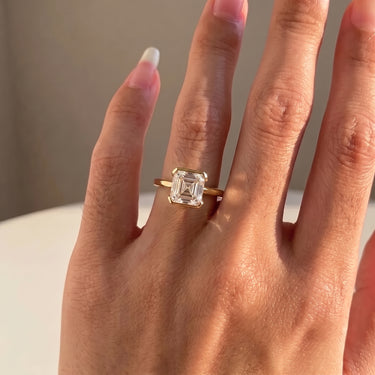 Half Bezel Asscher Cut Diamond Engagement Ring