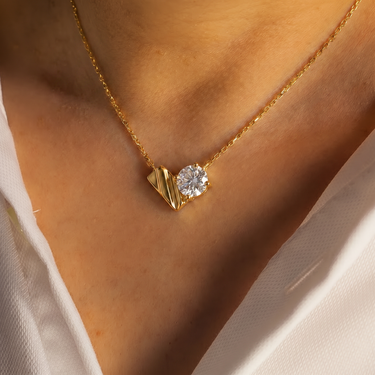 Heart Shape Modern Round Diamond Pendant Necklace
