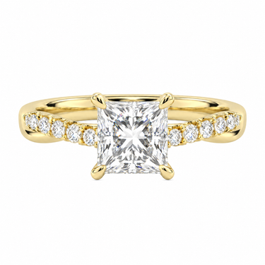 Twisted Side Stone Solitaire Asscher Cut Diamond Ring