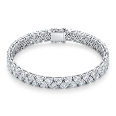 Double Row Heart Cut Tennis Bracelet