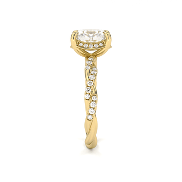 Floral Twisted Pavé Engagement Ring - Cushion Cut - Beyon Diamond