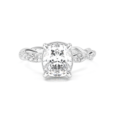 Floral Twisted Pavé Engagement Ring - Cushion Cut - Beyon Diamond