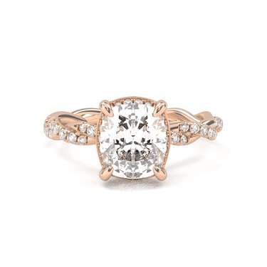 Floral Twisted Pavé Engagement Ring - Cushion Cut - Beyon Diamond