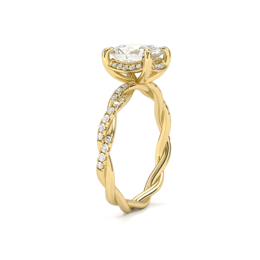 Floral Twisted Pavé Engagement Ring - Cushion Cut - Beyon Diamond