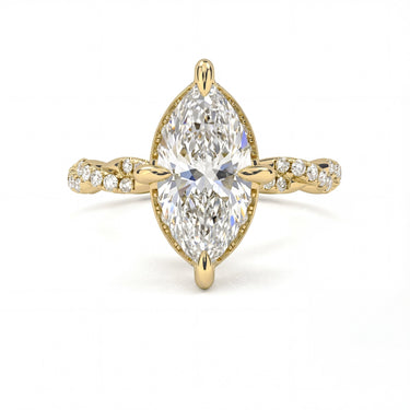 Floral Twisted Pavé Engagement Ring - Marquise Cut - Beyon Diamond