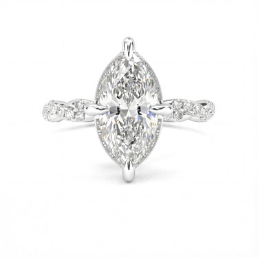 Floral Twisted Pavé Engagement Ring - Marquise Cut - Beyon Diamond